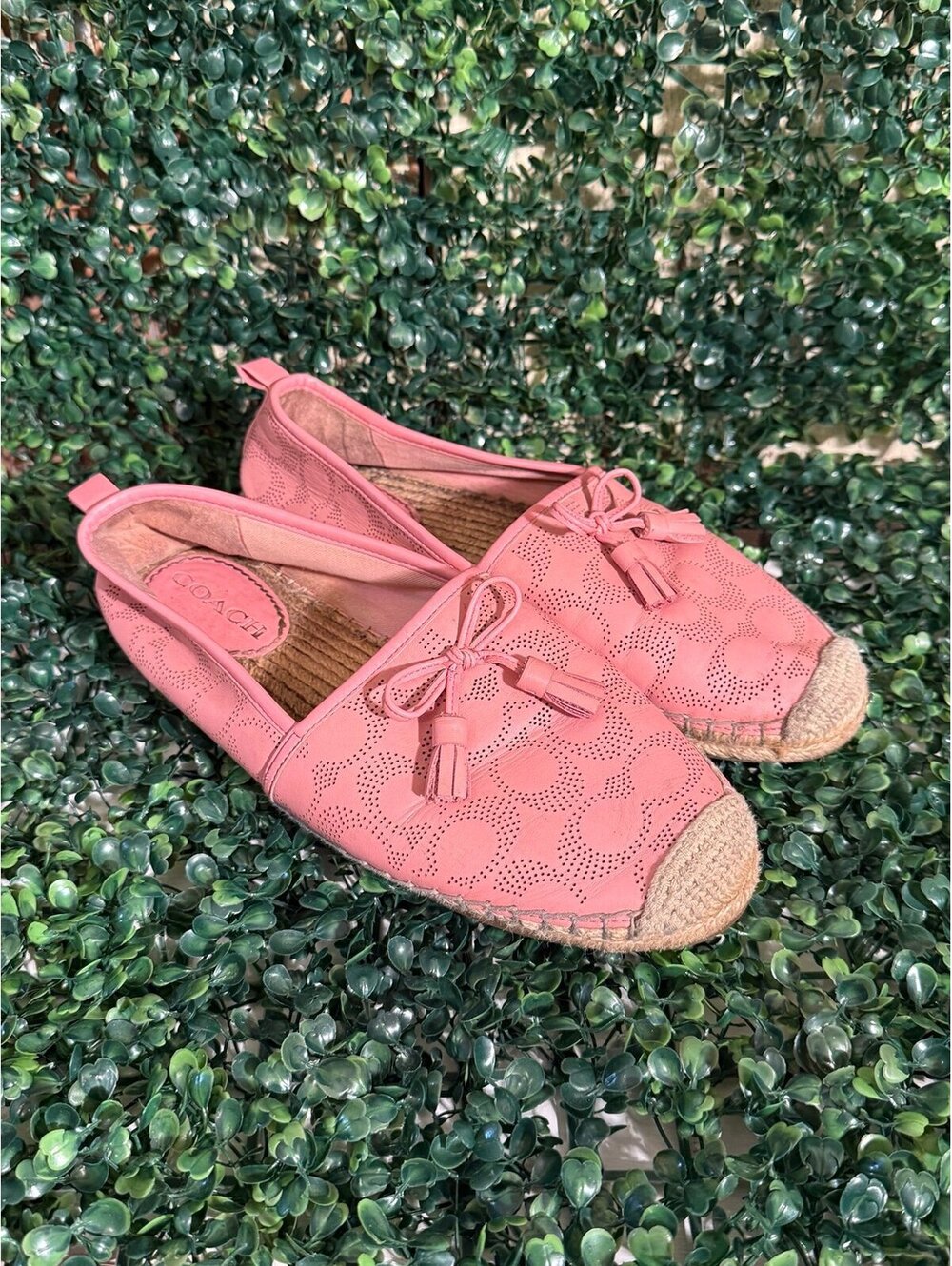 Coach Carson Espadrille pink with tassels, womens shoes size 9
